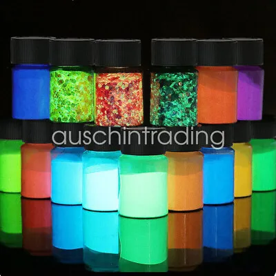 15Pcs Glow In The Dark Powder Colorant Dye Luminous Powder Resin Dye Pigment Kit • $29.99