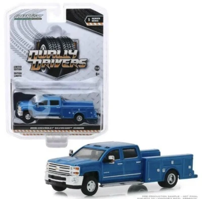 $10 • Buy Greenlight 2018 Chevrolet Silverado 3500hd Dually Service Bed Blue 1/64 46010 B