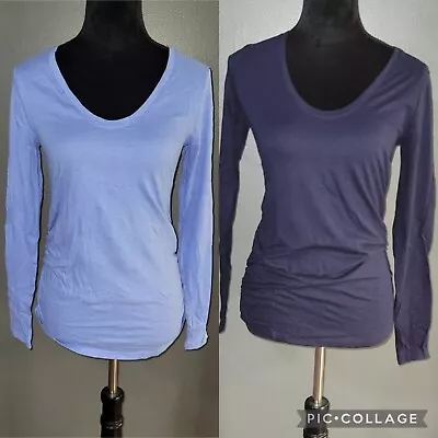 Ceil Blue/Navy Blue Long Sleeve Maternity Shirt Lot By Isabel Maternity • $13