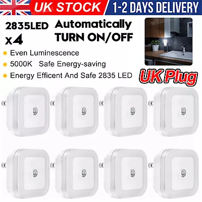 8 Pcs Automatic Led Night Light Plug In Energy Saving Dusk To Dawn Sensor Lamp • £9.98