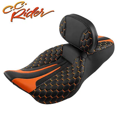 C.C. RIDER Two-Up Seat With Driver Backrest Fit For Harley Touring 2009-2023 • $379