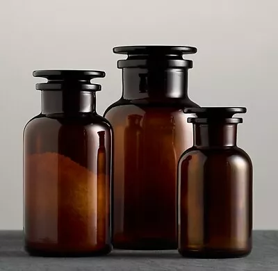 £10.99 • Buy Amber Glass Wide Neck Apothecary Reagent Bottles 250-1000ml