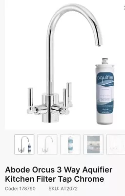 Abode Orcus 3 Way Aquifier Kitchen Filter Tap Chrome • £145