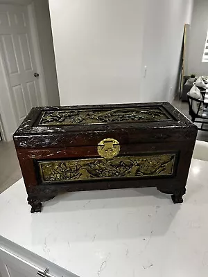 Mid 20th Century Chinoiserie Camphor Wood Oriental Carved Chest 27 X 13 X 14.5  • £277.09