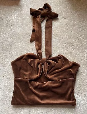 New Brown Velvet Halter Crop Top Forever 21 Medium • $1.50