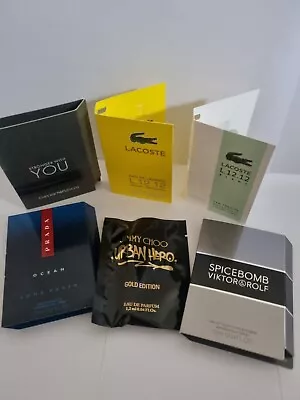 Aftershave Samples Men’s Vials Prada Armanei Jimmy Choo Lacoste EDT &EDP Bundle  • £12.25