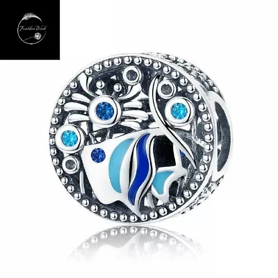 Genuine Sterling Silver 925 Sea Life Shell Blue Fish Bead Charm For Bracelets • £16.95