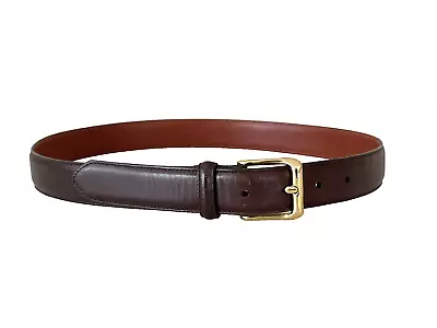 Coach 5950 Brown Calfskin Leather Belt Solid Brass Buckle Men Size 34 85 • $19.99