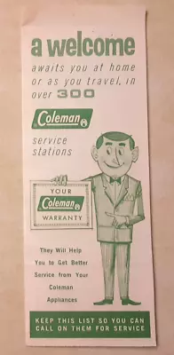 Vintage Coleman Lantern Company Service Stations Brochure Ephemera 1960s • $6.99