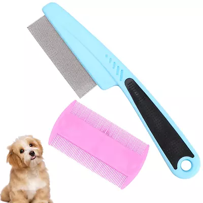 Flea Comb For Dogs 2 Pcs Flea Comb For Cats Dog Comb Cat Comb Fine Tooth Dog Hai • $8.61