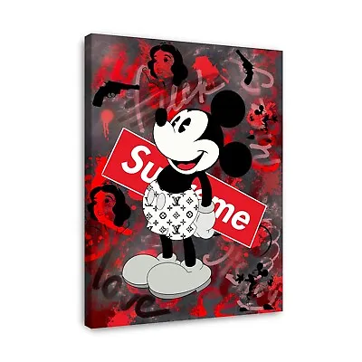 Trendy Mickey Cartoon Wall Art Framed Canvas Print Kids Room Decor Pop Art • £37.21