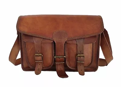 Vintage Leather Messenger Bag Laptop Satchel Office School Crossbody Shoulder • $50.59