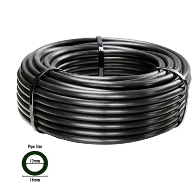 Irrigation Tube Hose 16mm (13mm ID) Black LDPE Water Pipe Rigid Garden 1m - 100m • £4.99