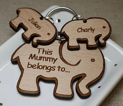 Personalised Mothers Day Gift Gifts For Her Birthday Mummy Nan Elephant Keyring  • £8.99