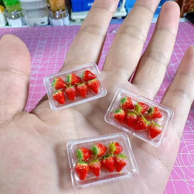 1:12 Scale Dollhouse Miniatures Strawberry Tray Set Fruit Mini Food Market Decor • $7.69