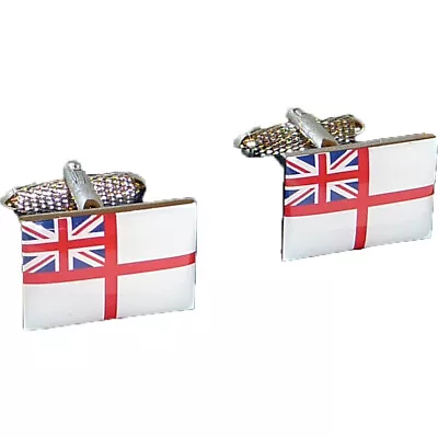 Royal Navy Ensign Cufflinks - Onyx Art - Gift Boxed - Union Jack Flag Cuff Links • £11.99