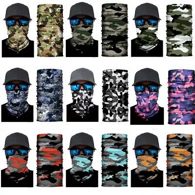 Cycling Motorcycle Sunscreen Face Masks Camouflage Neck Gaiters Bandanas Fabric • $9.95