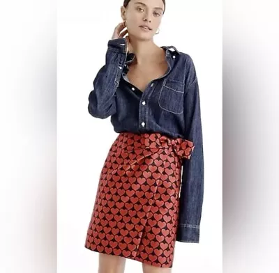 J.Crew Wrap Skirt In Jacquard Hearts With Side Bow • $49.99