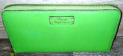 Ralph Lauren Classic Green Women’s Bifold Slim Wallet Gold Accent Zipper • $20