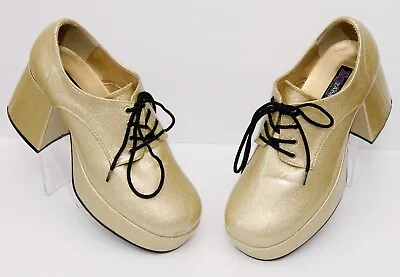 Funtasma Mens Gold Glitter Platform Disco Retro 70s Shoes Size 10 • $49.99