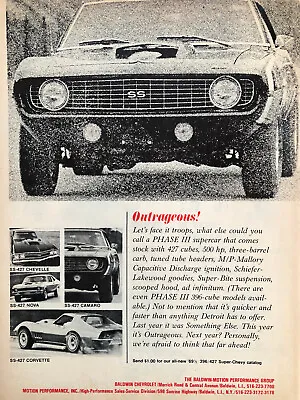 Vintage 1969 Chevrolet Camaro SS Baldwin Motion Performance Original Ad A036 • $7.15