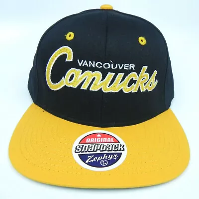 Vancouver Canucks Nhl Vintage Snapback Retro 2-tone Zephyr Script Cap Hat New! • $24.95