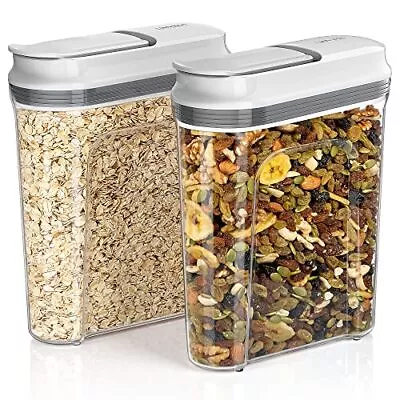 2 Pack Airtight Cereal Dispenser Set Cereal Containers Storage Dispenser Bpa Fre • $37.23