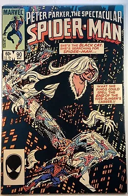 The Spectacular Spider-Man #90 (1984) ~ 7.0 FN/VF  Black Cat ~ 2nd Black Costume • $19.98