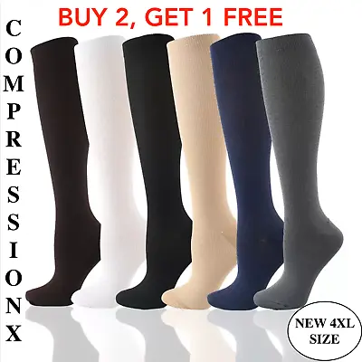 Compression Socks Stockings Mens And Womens Knee High Medical Relief S/M-4XL • $2.77