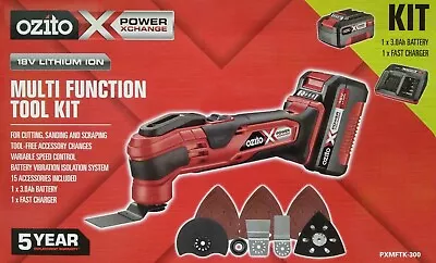 OZITO 18V Power X Change Cordless MULTI-FUNCTION TOOL Battery & 15 Accessory Kit • $249