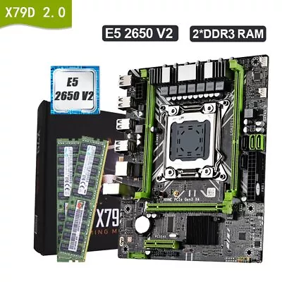 X79 Motherboard Kit Set LGA 2011 E5 2650 V2 CPU 16G=8G*2 DDR3 Combo M.2 NVME • $69.99