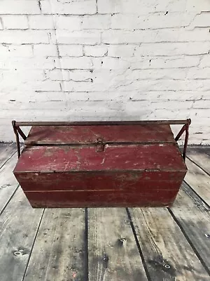 Vintage Metal DUPLEX Fold Out Cantilever Tool Box 19x8x8 #167548 • $64.99