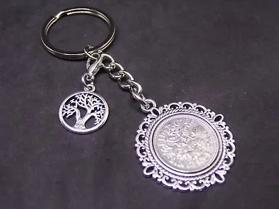 £6.95 • Buy 1953 70th Birthday Gift Lucky Sixpence Coin Keyring & Tree Of Life Charm S2