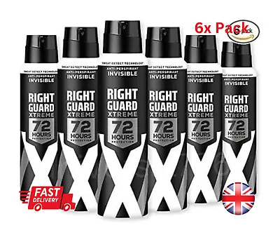 £14.99 • Buy Right Guard Mens Deodorant Xtreme Invisible 72H High-Performance Spray 6 X 🚚✅📦