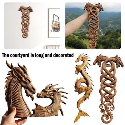 £7.10 • Buy Wooden Dragon Statue, Wall Art, Chinese Dragon, Mystical Animal, Wood Carving,
