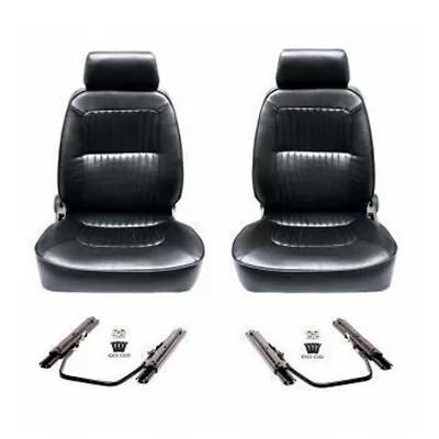 Classic Deluxe High Back PU Leather Bucket Seats Car Reclinable For Ford W/Rails • $859