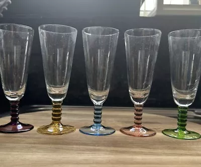 Set Of 50’s Coloured Stem Glasses *1 Damaged* • £5