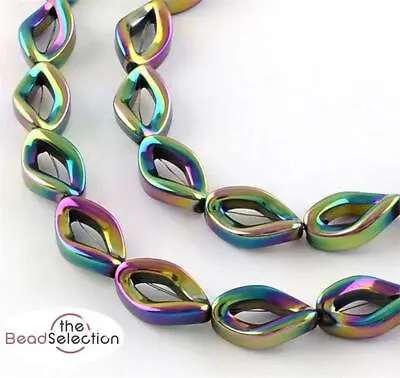 PREMIUM QUALITY RAINBOW TWIST HEMATITE BEADS 13mm X 8mm HEM4 • £2.99