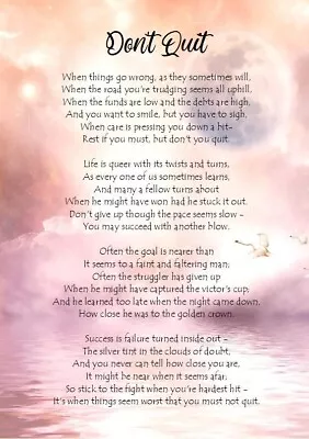 'Don't Quit' Poem Inspirational A5 Mini Print Gift Keepsake • £2.99