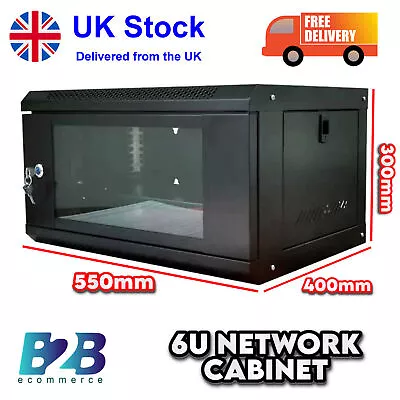 6U Network Data Cabinet - Wall Mountable Server Rack - Free Delivery-Flat Packed • £64.99