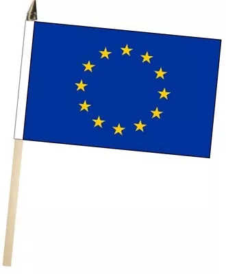 European Union Large Hand Flag With Wooden Pole (18  X 12 ) • £8.90