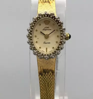 Vintage Jules Jurgensen Watch Women Diamond Bezel Gold Tone New Battery 7.25  • $89.24