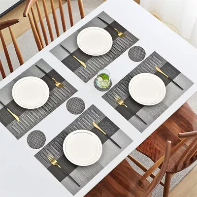 Set Of 4 PVC Place Mats And Coasters Dining Table Placemats Non-Slip Washable • £7.41