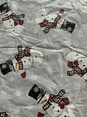 Christmas Snowmen Flannel Backed Vinyl Tablecloth ~ Pre Owned 52”x 90” Rectangle • $3.99