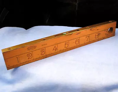 Brass & Wood Antique John Rabone Spirit Water Level 10  Measuring Ruler Rule • $1.25