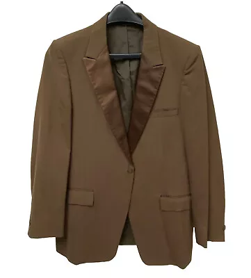 Men's After Six Brown Vintage Tuxedo Jacket With Satin Peak Lapels 1970's 44L • $89.99