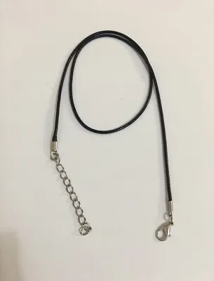 Black Faux Leather Cord Necklace Silver Lobster Clasp 18”-20” Long Man Or Woman • $3.99