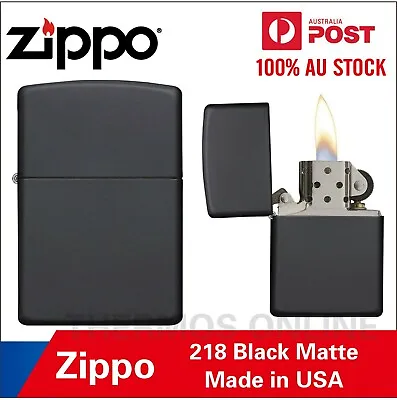 $38.95 • Buy Genuine Zippo Lighter Black Matte 218, 90218, Made In USA, OZ Seller Best Price!