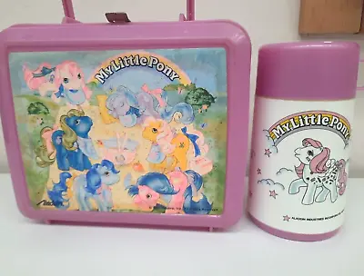 Vintage MLP 1987 Hasbro My Little Pony Aladdin Plastic Lunch Box Thermos • $19.95