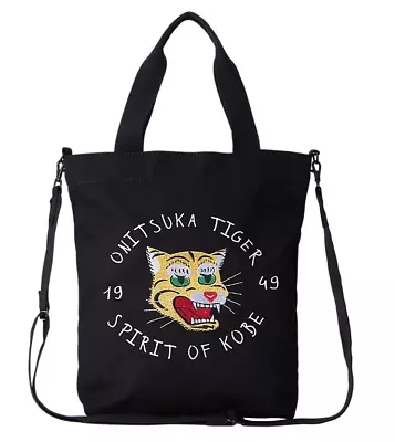 Onitsuka Tiger Medium Canvas Cross Shoulder Bag Black NEW JAPAN Limited • $129